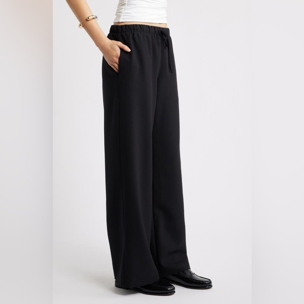 Open Edit Icon Pull On Wide Leg Satin like Pants - Picture 4 of 13